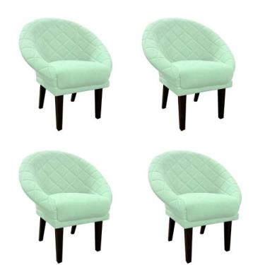 Imagem de Kit 4 Cadeiras Sala de Estar Liz Veludo Acqua - Mansão Decor