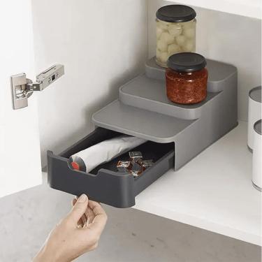 Imagem de Suporte Organizador Porta Temperos Gaveta 3 Andares Despensa