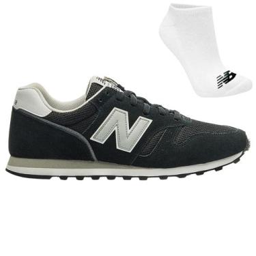 Imagem de Kit Tênis New Balance 373 V2 Masculino e Meia, 40, Preto, Cinza, Mascu