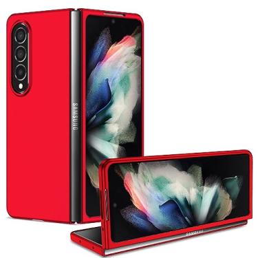 Imagem de Capa de telefone para Samsung Galaxy Z Fold 5 Simples cor sólida Matte Back Cover Z Fold 4 3 21 Ultra Thin Hard PC Protection, vermelho, para Z Fold 5 5G