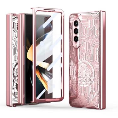 Imagem de Capa dobrável de filme de vidro temperado para Samsung Galaxy Z Fold4 Fold 5 3 Fold3 Fold5 Fold 4 5G Capa de proteção de revestimento, ouro rosa, para Samsung Z Fold 4