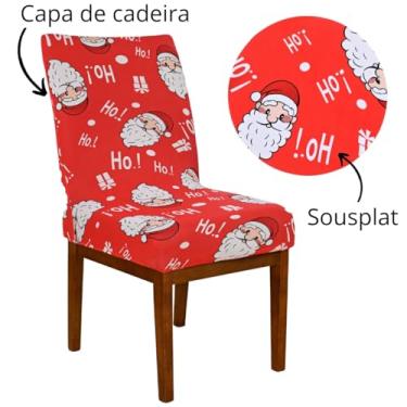 Imagem de Capa de Cadeira de Natal Papai Noel Vermelho C/Sousplat de Natal (6)