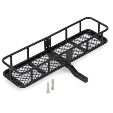 Imagem de 1/10 RC Crawler Car Back Hitch Cargo Carrier Metal 6.46"x1.77" Luggage Basket Rear Carrier Mount Trailer for RC4WD Traxxas TRX4 Axial SCX10 90046 SCX10 III D90 Redcat Gen7 Upgrade Parts