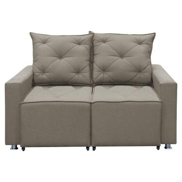Imagem de Sofá Retrátil E Reclinável 2 Lugares Bariloche 1.60cm C/ Molas - Linho Carvalho