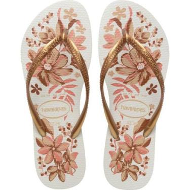 Imagem de Chinelo Havaianas Feminino SLIM Organic 35/36 BRANCO/OURO (PAR)