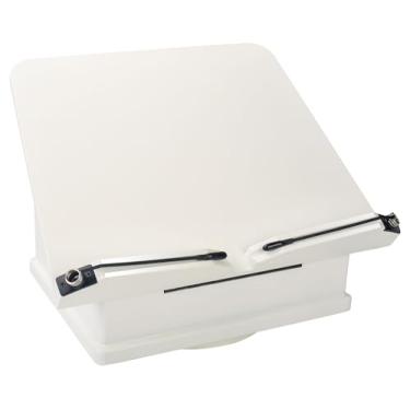 Imagem de tjBally Suporte grande de madeira para livros com base em carrossel – suporte ajustável com caixa de armazenamento e suporte magnético – organizador de livros de madeira com rotação de 360° para livro