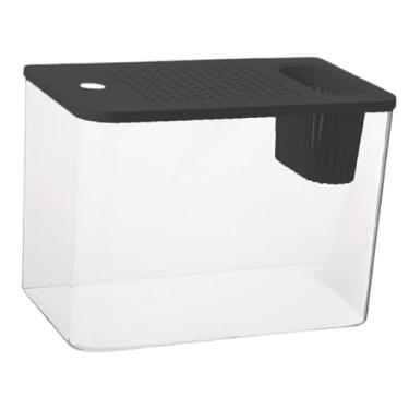 Imagem de Fenteer Terrário para répteis, caixa de alimentação, suprimentos, habitat, gaiola, aquário pequeno para peixes, aquário para peixes betta, Tampa Preta