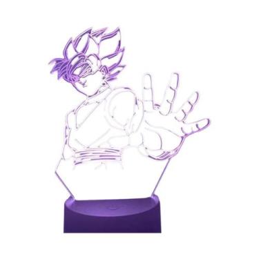 Imagem de Luminária LED Super Saiyan Goku Com Suporte De Acrílico, Decoração De 