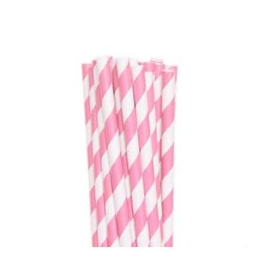Imagem de Canudos De Papel Estampas Para Festa, Drinks, E Topo De Bolos Resistente e Biodegradável 20 cm Para Carnavais Festas Familiares E Eventos Tropicais Brasileiros(Listrado Rosa,25 Unidades)