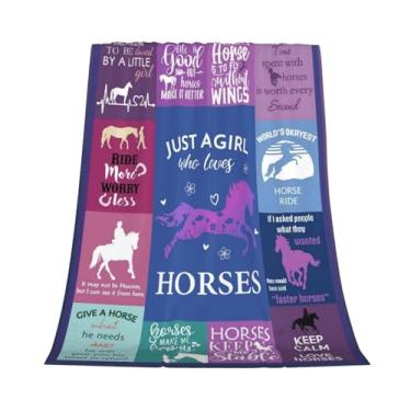 Imagem de Just A Girl Who Loves Horse Blanket Presentes de cavalo para meninas, Mantas de flanela de pônei, desenho animado, animal de fazenda, quente, macio, leve para sofá, roupa de cama para mulheres e