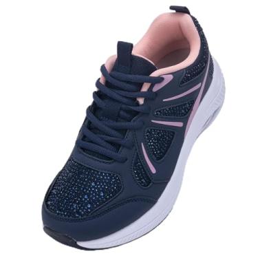Imagem de QAUPPE Tênis feminino de caminhada com suporte de arco ortopédico atlético para alívio da dor nos pés, Z--azul rosa, 10 Wide