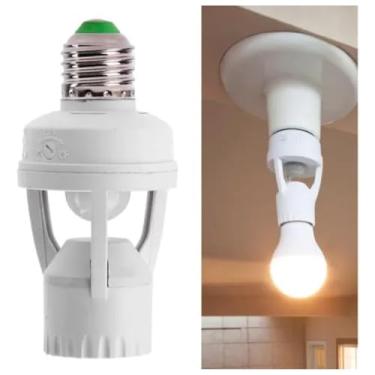 Imagem de Sensor de Presença 360º Bocal E27 Bivolt com Fotocélula | Soquete Inteligente para Lâmpada de LED e Fluorescente | Sensor de Movimento de Teto 6m para Garagem Corredor e Escada