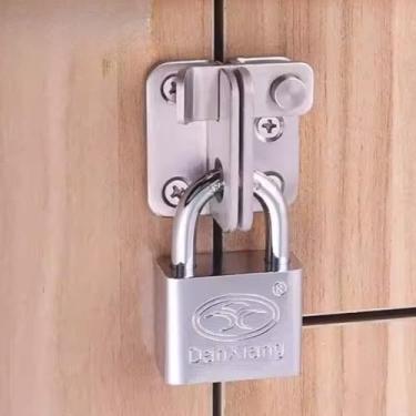 Imagem de 1 conjunto de fechaduras de segurança de aço inoxidável trava de aço inoxidável armário de celeiro gaiola para animais de estimação banheiro garagem janela trava de porta (prata)