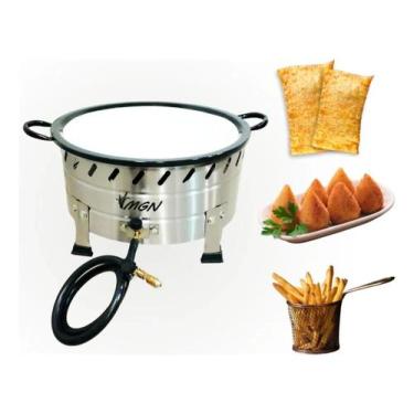 Imagem de Fritador Fogão Á Gas Pastel 10 Litros N18 De Mesa Fritadeira - Mgn