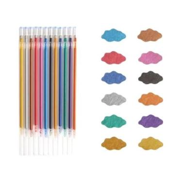 Imagem de Canetas De Gel Com Glitter Metálico, Conjunto De 12/24 Peças Para Esco