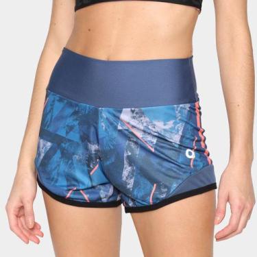 Imagem de Short Área Sports Dupla Face Leaf Feminino, Azul, GG