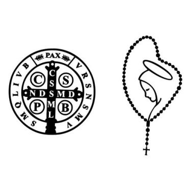 Imagem de Kit 9 Adesivos Religiosos Rosário e São Bento UV - SPTS