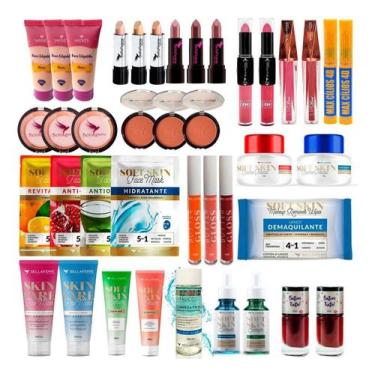 Imagem de Kit Maquiagem Pincel Sombra Demaquilante Fixador Bella Femme