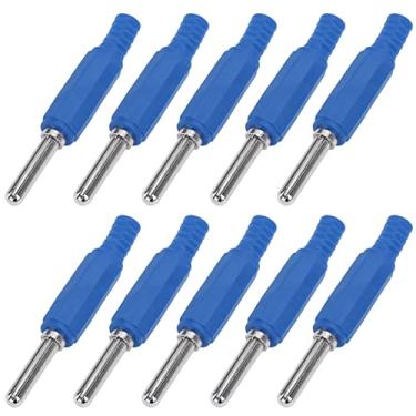 Imagem de Plugue de banana macho de 4mm, plugue de banana profissional tipo moldagem por injeção de fácil montagem latão + PE, para acessórios de segurança Azul