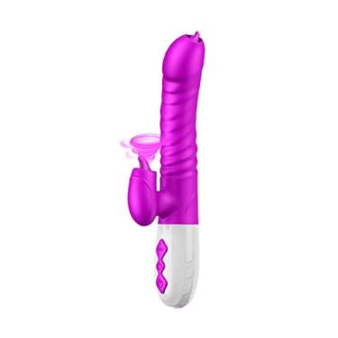 Imagem de Vibrador Língua Dupla Rotativo Telescópico Aquecimento Clitóris Estimular 10 Velocidades Brinquedos Sexuais Feminino