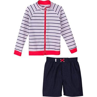 Imagem de Conjunto de shorts de natação e rash guard de manga comprida com FPS 50+ da SwimZip Boy's (várias cores), Vermelho, 12-18 Months