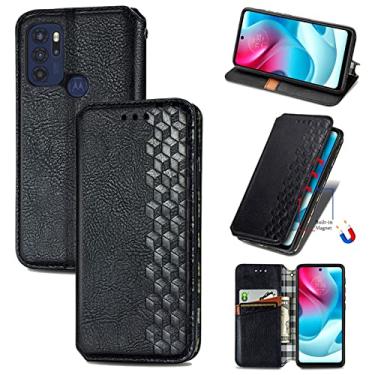 Imagem de For Motorola Moto G60S Cubic Grid Pressed Horizontal Flip Magnetic Leather Phone Case with Holder & Card Slots & Wallet