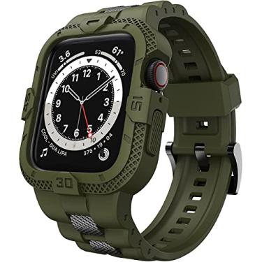 Imagem de GELISHI Pulseiras esportivas masculinas compatíveis com Apple Watch séries 9 8 7/6 SE, 5, 4 e 38 mm, verde exército de 41 mm, 40 mm e 38 mm