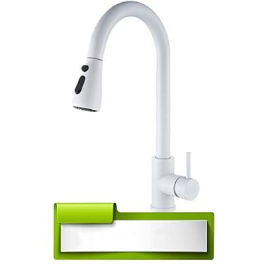 Imagem de Torneira de cozinha preta com furo único, bico retrátil para pia de cozinha, torneira misturadora, fluxo, cabeça de pulverização, rotação, água quente e fria, tamanho único