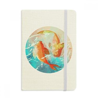 Imagem de Caderno de Peixes Vermelho Koi Aquarela Estilo Japão, Capa Rígida, Diário Clássico A5