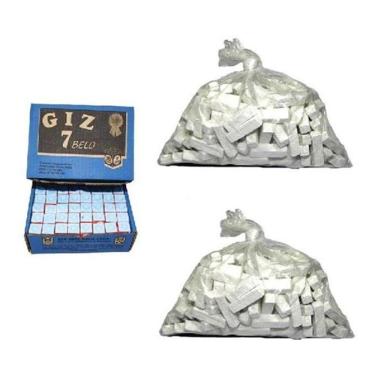 Imagem de Kit 2 Kg Giz Branco + 144 Azul Mesa Bar Taco Sinuca Bilhar