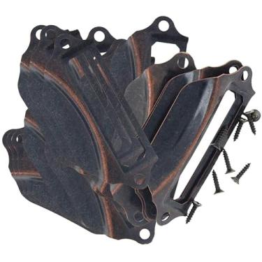 Imagem de Bettomshin 20 peças suporte de etiqueta de ferro alças de puxar moldura vintage puxadores de gaveta 2,7 cm x 1" (CxL) para armário guarda-roupa armário armário armário gaveta porta vermelho tom bronze (com parafuso)