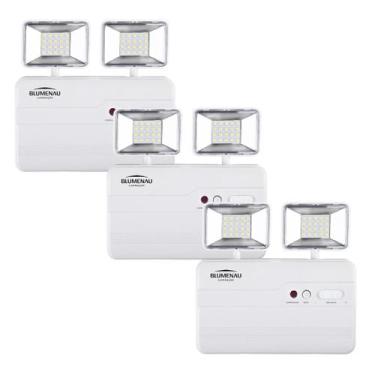 Imagem de Kit 3 Luminária Emergência Led Bloco Autônomo 5w 1200lm Blumenau