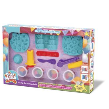 Imagem de Divermassa Festa de Aniversário 4 potes massa + forminhas - Divertoys
