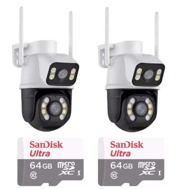Imagem de Kit 2 Câmera Importada Wi-fi Smart Lente Dupla Externa Cartão de Memór