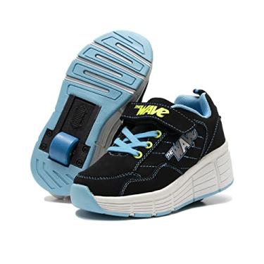 Imagem de SDSPEED Patins infantis com rodas - Tênis de patins para meninos e meninas, Onda, azul, 12 Little Kid