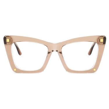 Imagem de Zeelool Elegante armação retangular grande para óculos com lente transparente sem prescrição para mulheres ZJGA513369, Zjga513369-02 marrom, G