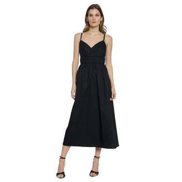 Imagem de Donna Morgan Decote coração midi alças finas | Vestidos casuais para mulheres, Preto, 48