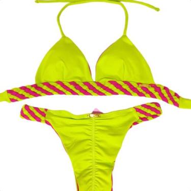 Imagem de Biquini Cortininha Trança Levanta Bumbum Bojo Moda Praia Top Feminino 