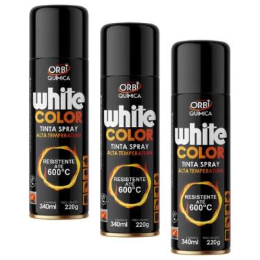 Imagem de Kit 3 Tinta Spray Alta Temperatura Preto 340ml/220g Orbi
