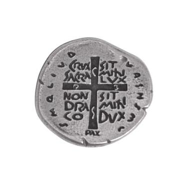 Imagem de Broche Medalha das duas Cruzes - Cor Prata  Velha - Canção Nova