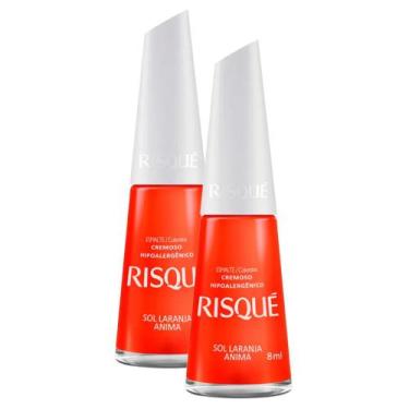 Imagem de Kit 2 Esmalte Risqué Cor Sol Laranja Anima com 8ml