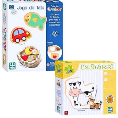Imagem de Kit Brinquedo Educativo 2 Anos Jogo Do Tato Sensorial Peças De Encaixa