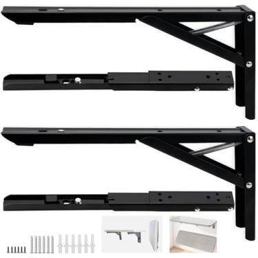 Imagem de ANTEISI Dobradiças de mesa montadas na parede, 4 peças, dobradiça de mesa de lavanderia 35,5 cm, mesa de parede dobrável para pequenos espaços de dobradiças, adequadas para mesas montadas na parede