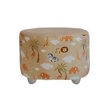 Imagem de Puff Infantil Redondo Safari, Decorativo para Quarto, Estampa com Animais, Bege (bege)