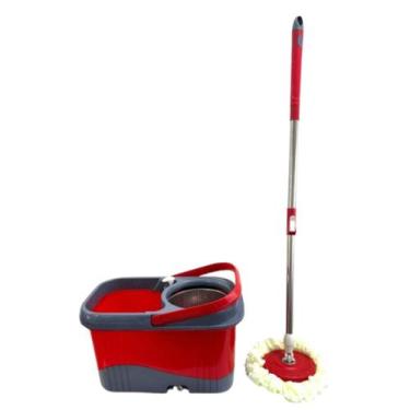 Imagem de Balde Spin Mop Quadrado 15litros com Esfregão Giratório Cesto Inox + 1