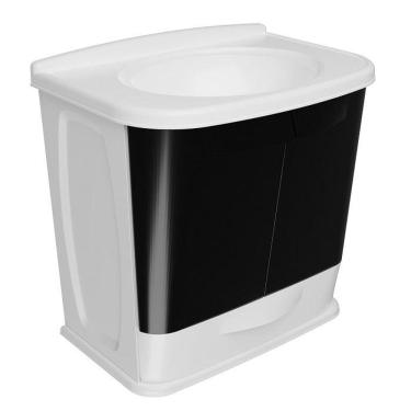 Imagem de Kit Gabinete E Pia Em Pvc Para Banheiro Gabfit Preto Astra