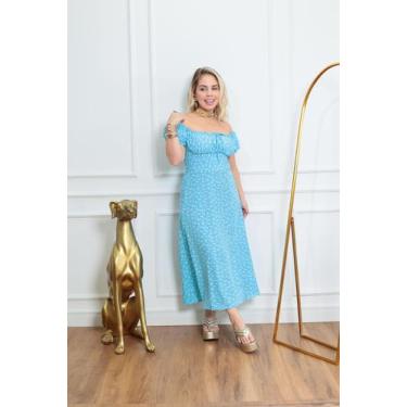 Imagem de Vestido Feminino Medi com Manga Cigana com forro e fenda na Frente , c