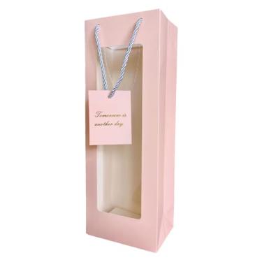 Imagem de HANSWARE 12 peças de sacos de presente de vinho com alças para garrafas, presentes, janela transparente, saco de vinho para dia dos namorados, casamento, Páscoa, Natal, chá de bebê, festa de