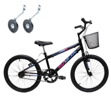 Imagem de Bicicleta Aro 20 Infantil Saidx Premium Bike Freios V Brake Aro em Alumínio Feminina e Masculina Com Rodinhas (Preto/Rosa/Azul)