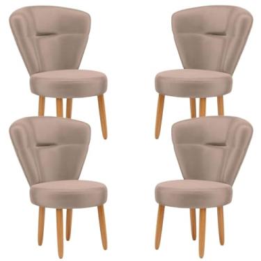 Imagem de Kit 4 Cadeiras Decorativas para Sala de Espera Recepção Moderna Tecido Veludo MOBLAN decor (Rose)